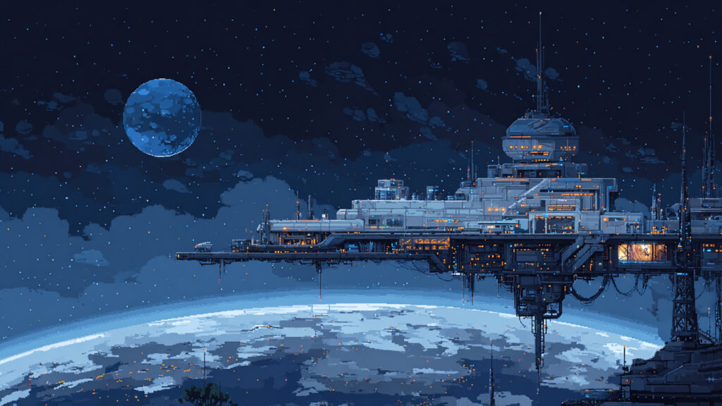ドット絵風｜宇宙ステーション背景素材