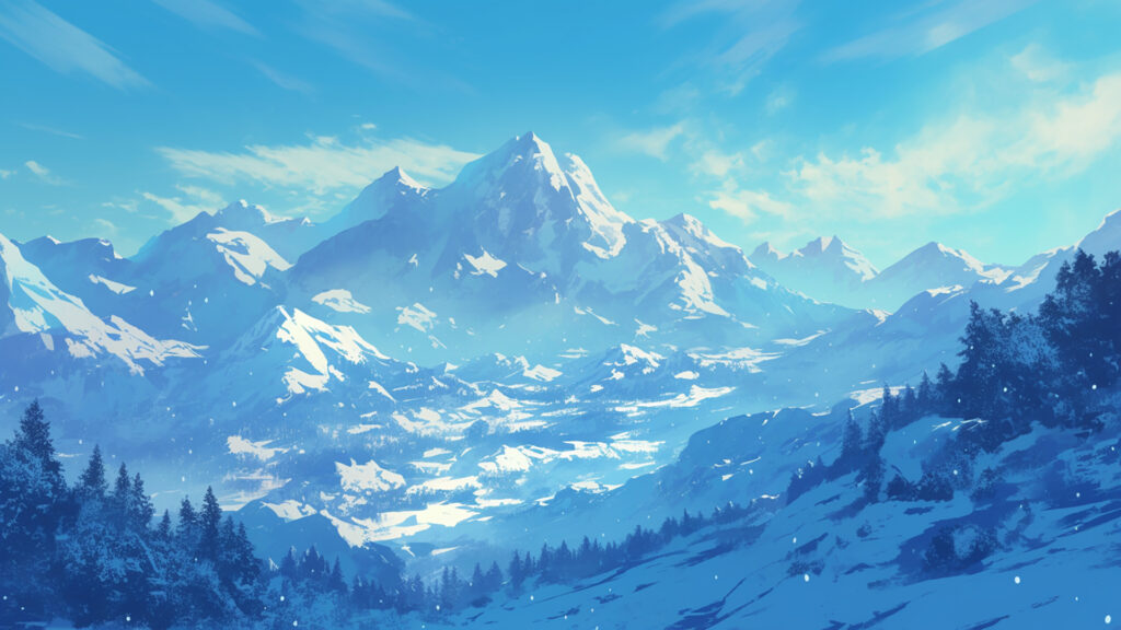 雪の積もった山