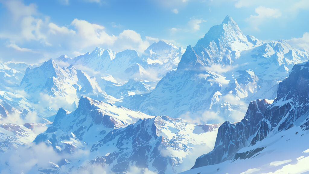 雪の積もった山