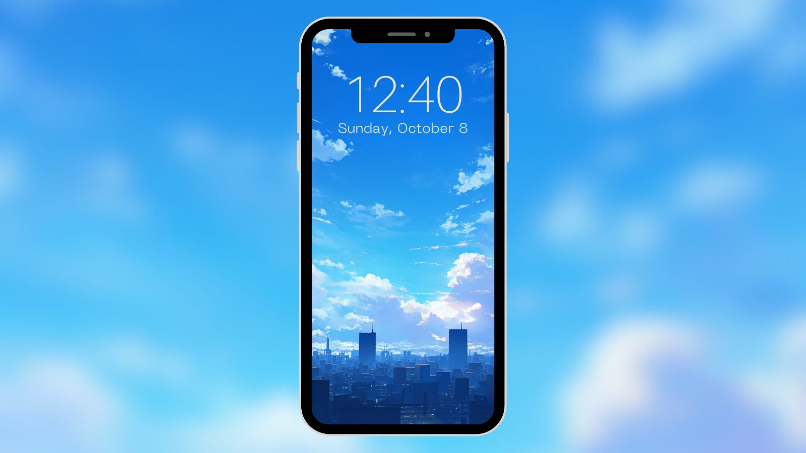 都会の上空｜縦長背景の背景イラストのフリー素材