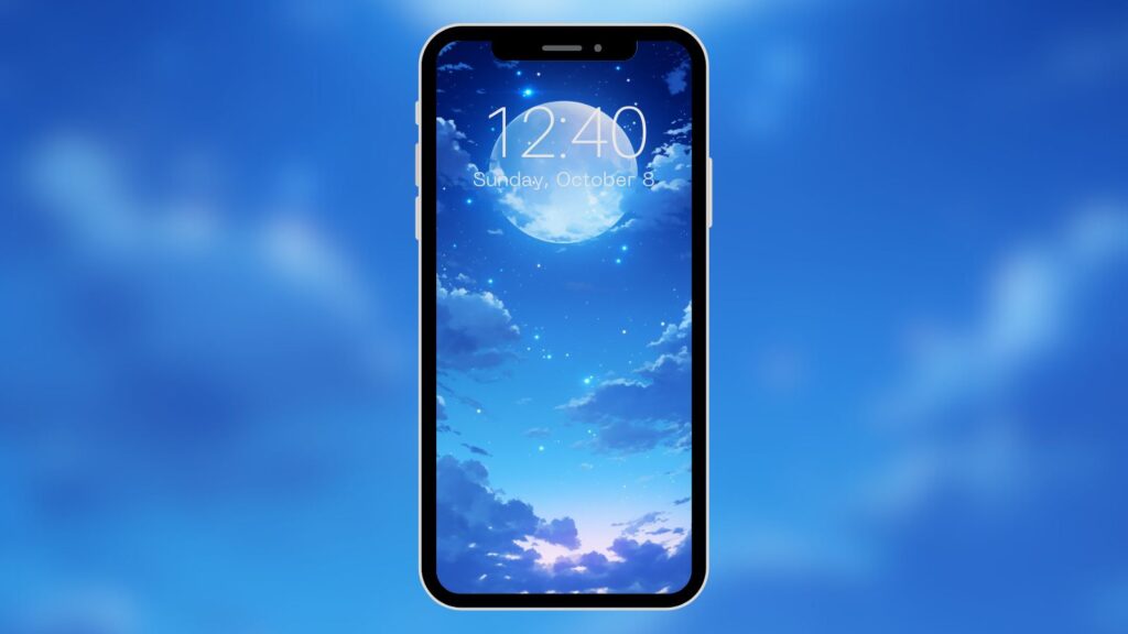 満月の夜空｜縦長背景の背景イラストのフリー素材