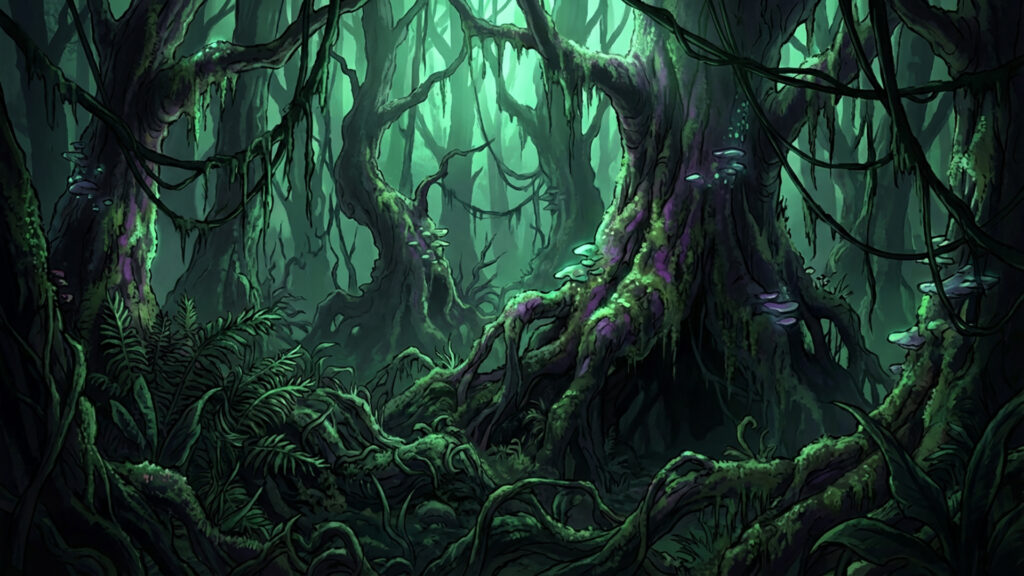 薄暗く呪われた暗黒の森