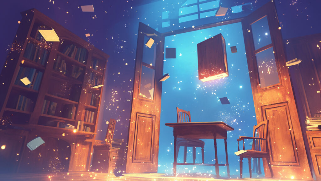 家具が浮遊する不思議な部屋