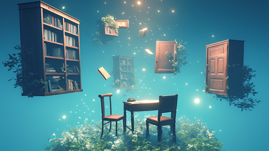 家具が浮遊する不思議な部屋