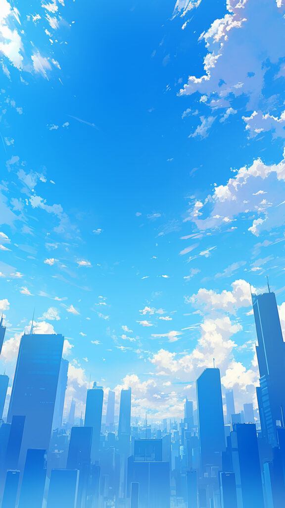 都会の上空｜縦長背景