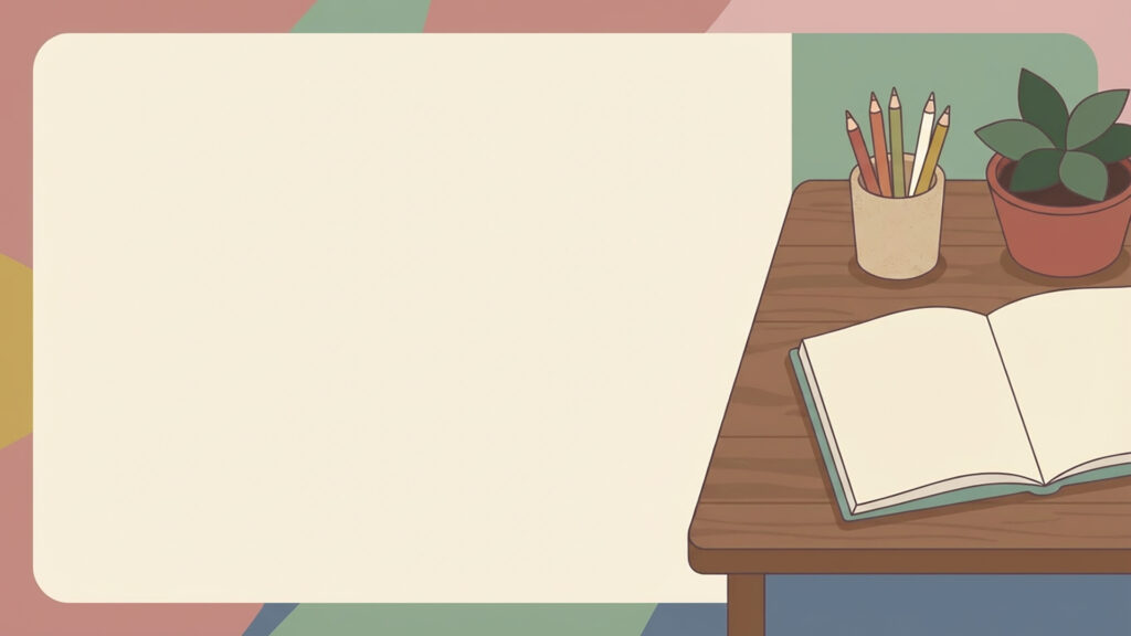 VTuberお絵描きサムネ用・左余白の画材デスク背景
