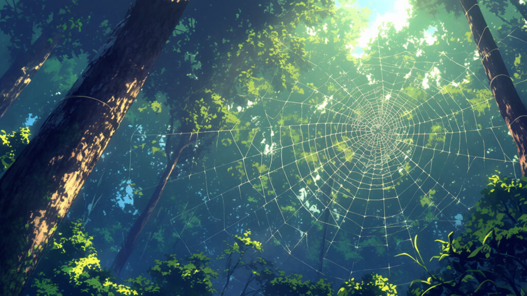 森の中の大きな蜘蛛の巣