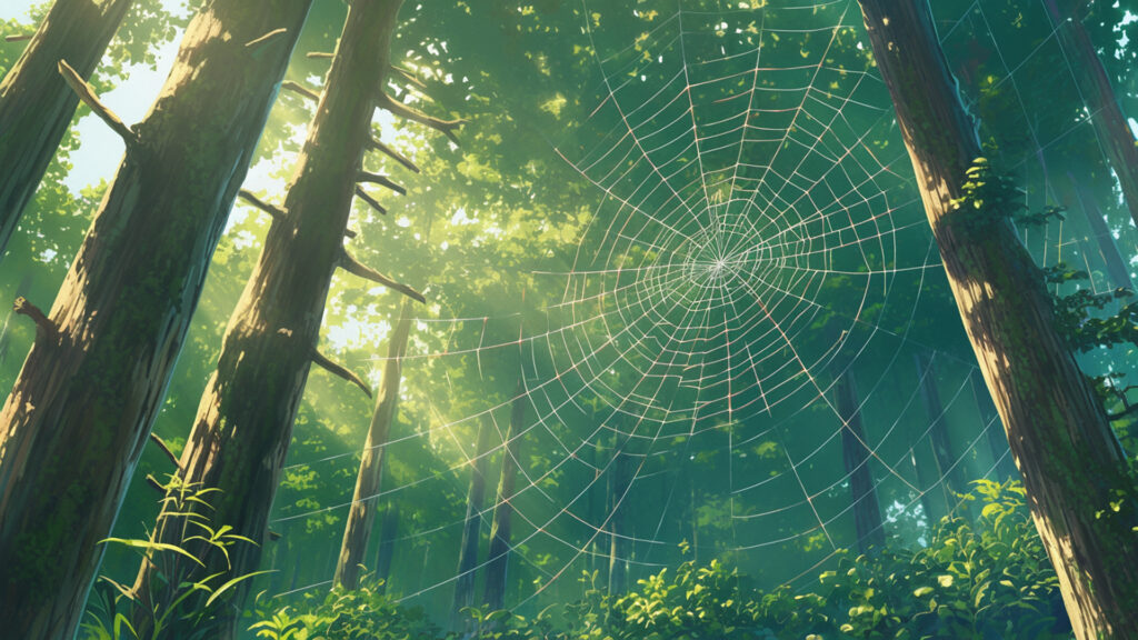 森の中の大きな蜘蛛の巣