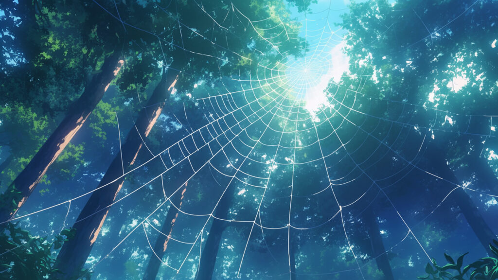 森の中の大きな蜘蛛の巣
