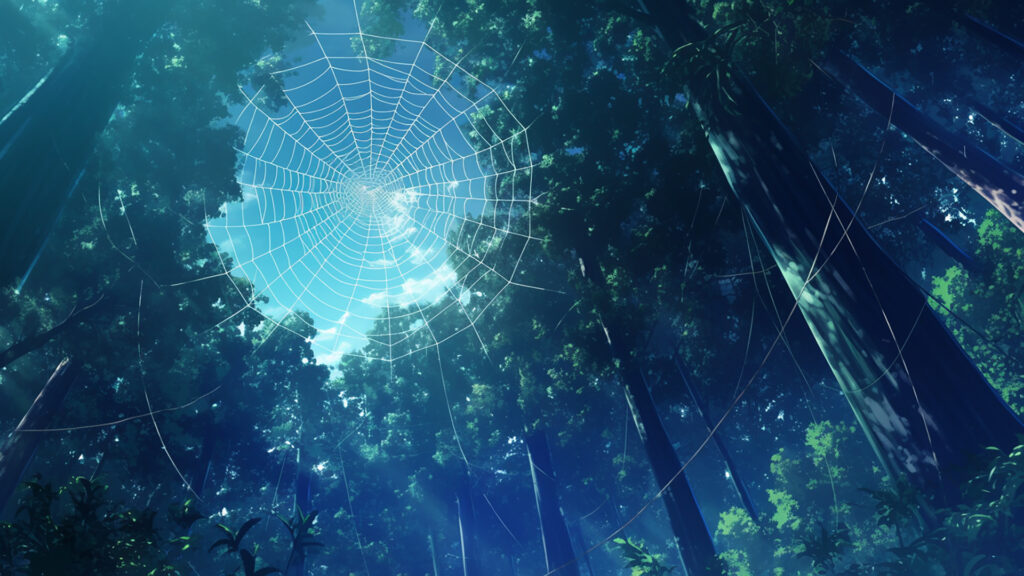 森の中の大きな蜘蛛の巣