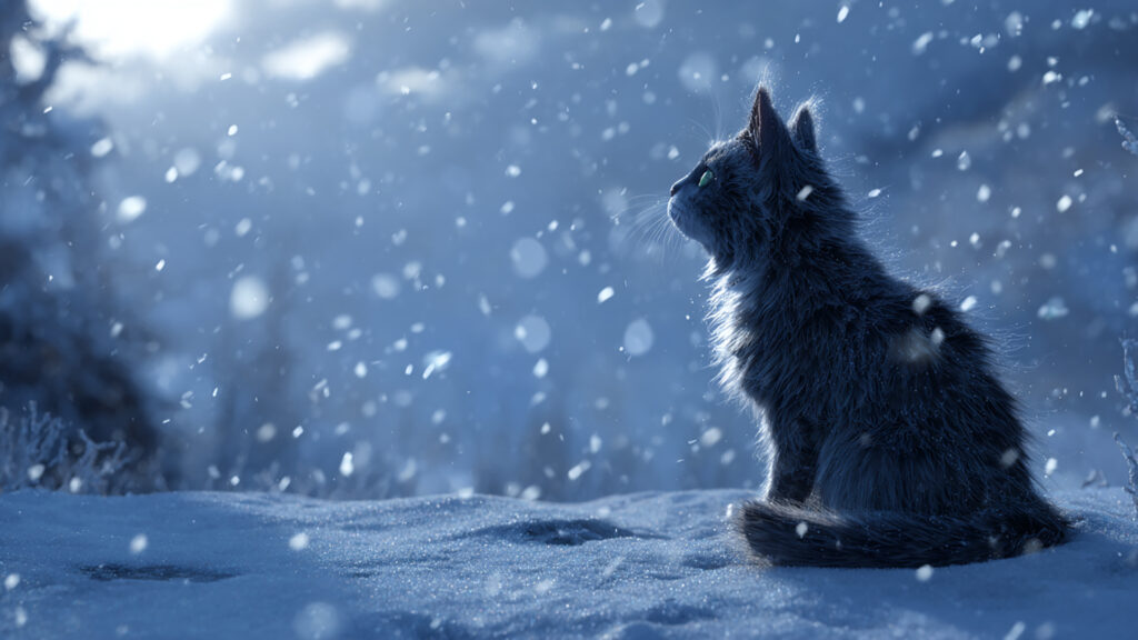 雪の中の猫｜写実風