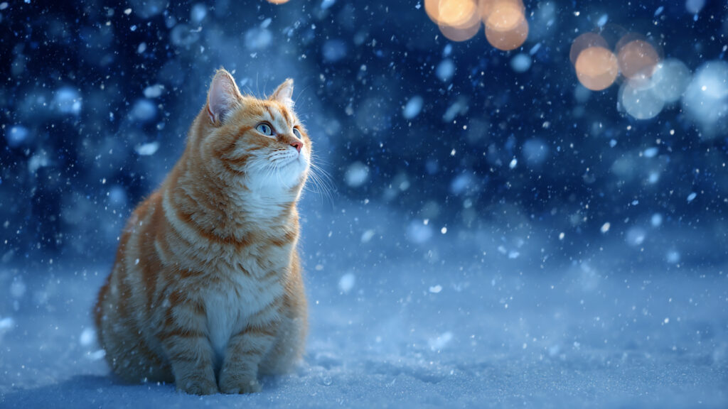 雪の中の猫｜写実風