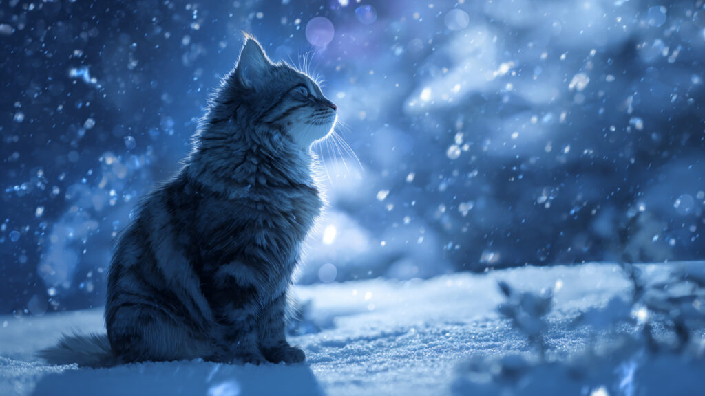 雪の中の猫｜写実風