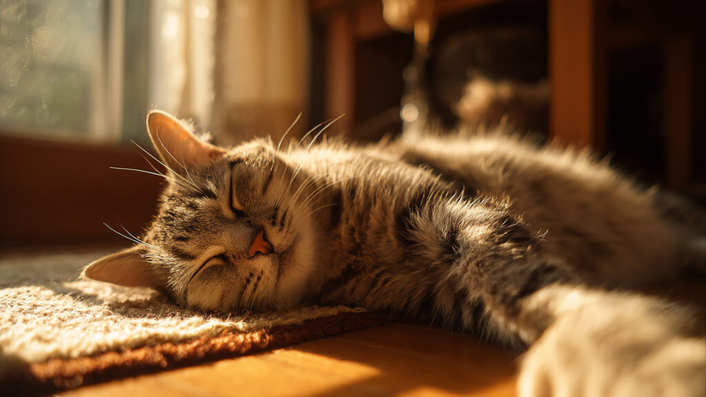部屋でくつろぐ猫｜写実風