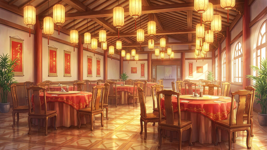 中華料理店の背景イラストのフリー素材