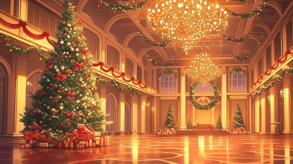 豪華な洋館のクリスマス舞踏会