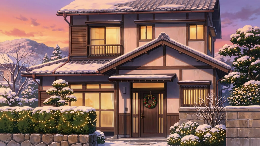 クリスマス装飾された一軒家