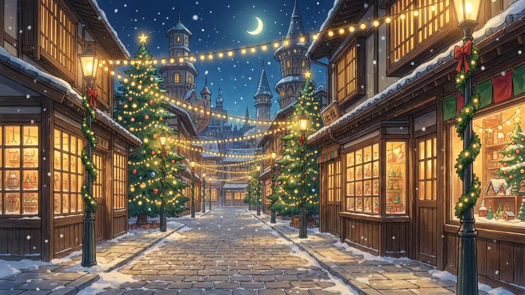 クリスマス装飾された街路