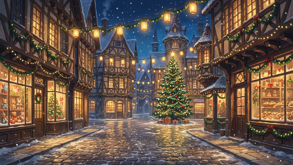 クリスマス装飾された街路