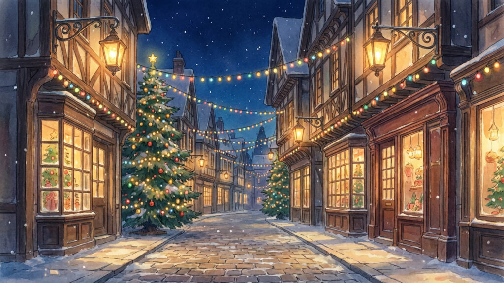 クリスマス装飾された街路