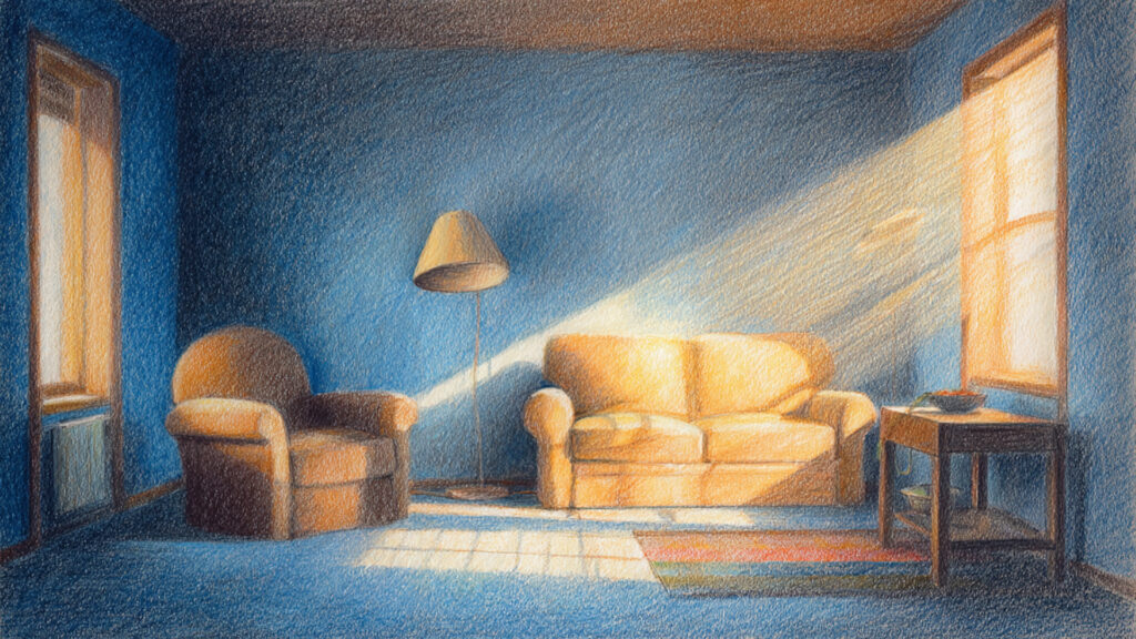 色鉛筆風-室内背景素材｜手描き風部屋テクスチャ