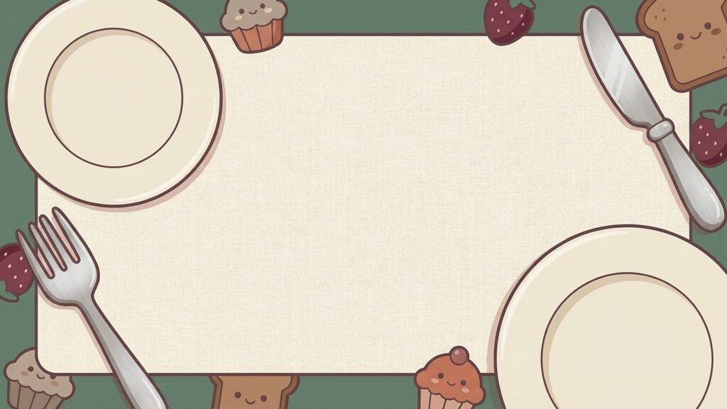 お食事配信にぴったり！ポップで可愛いお皿のフラット背景