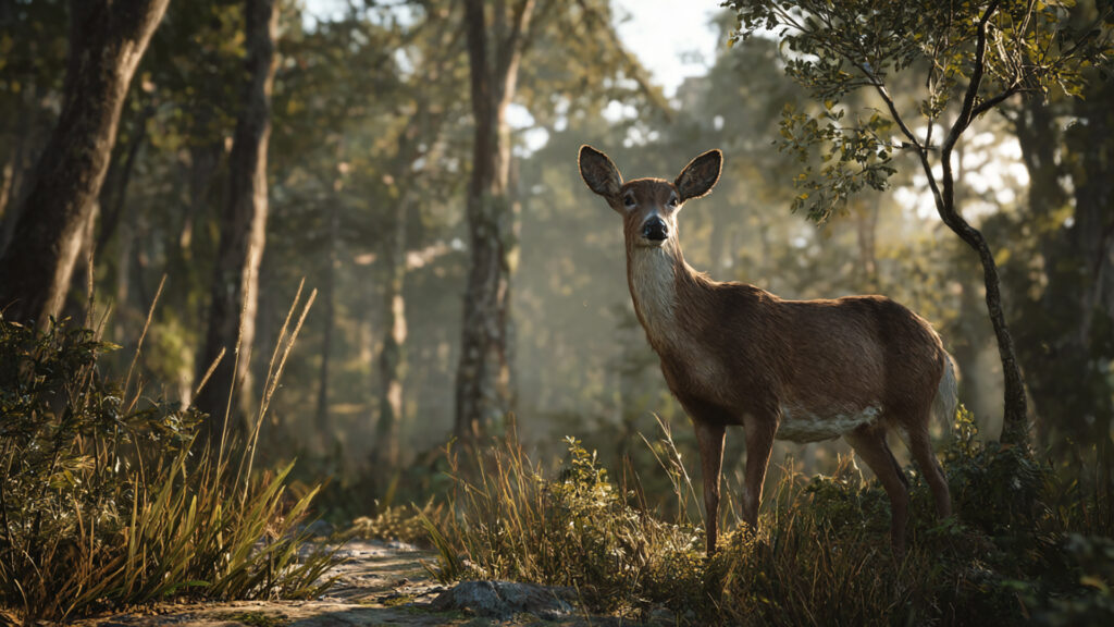 森の中のシカ｜写実風