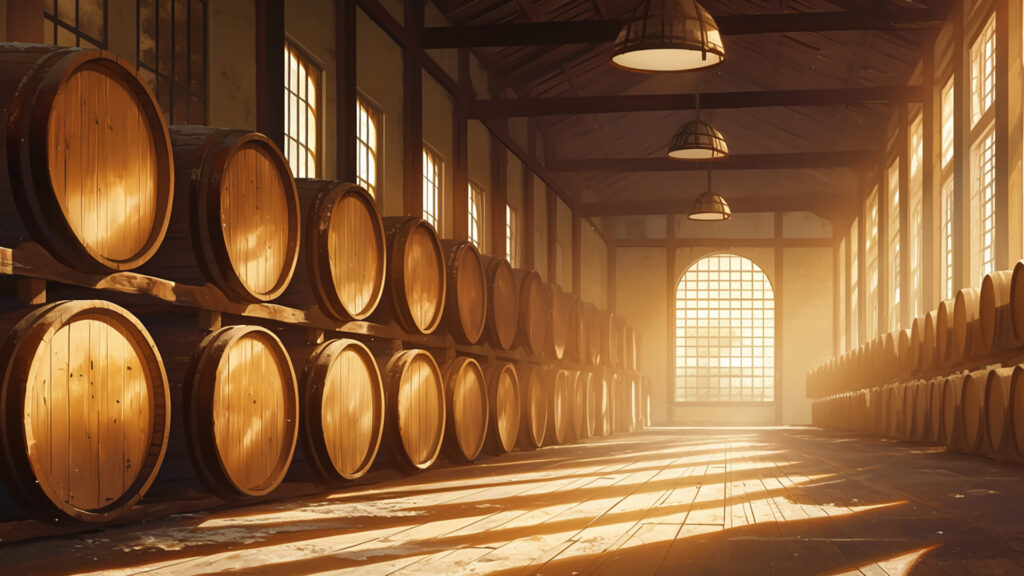 蒸留所の熟成倉庫