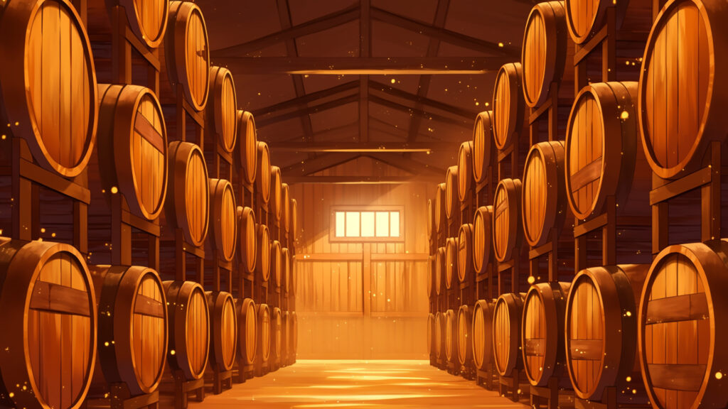 蒸留所の熟成倉庫