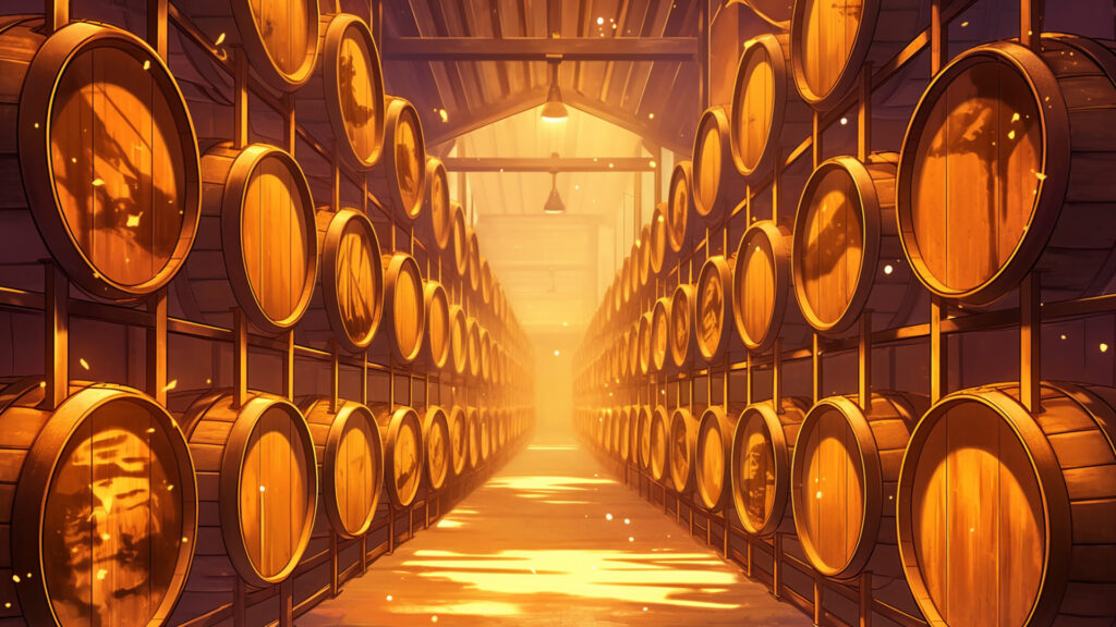蒸留所の熟成倉庫
