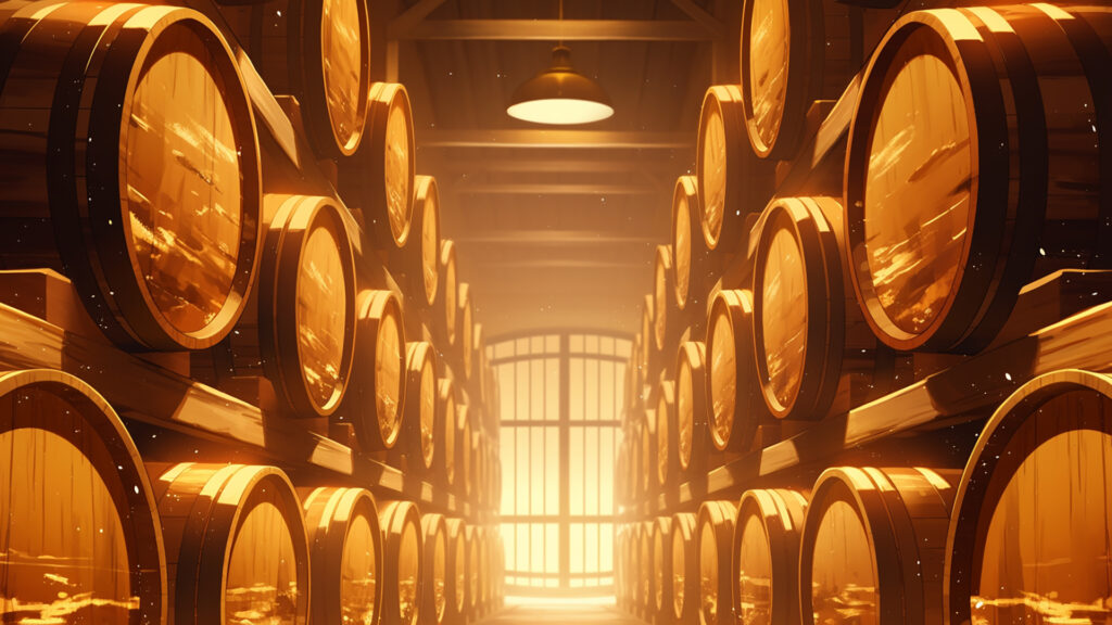 蒸留所の熟成倉庫