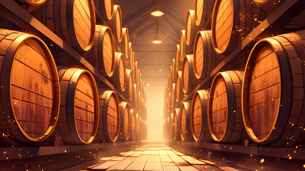 蒸留所の熟成倉庫
