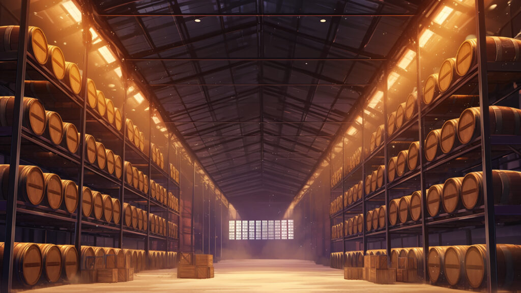蒸留所の熟成倉庫