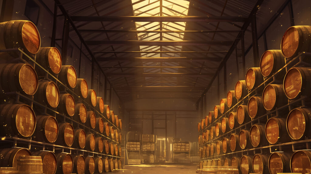 蒸留所の熟成倉庫