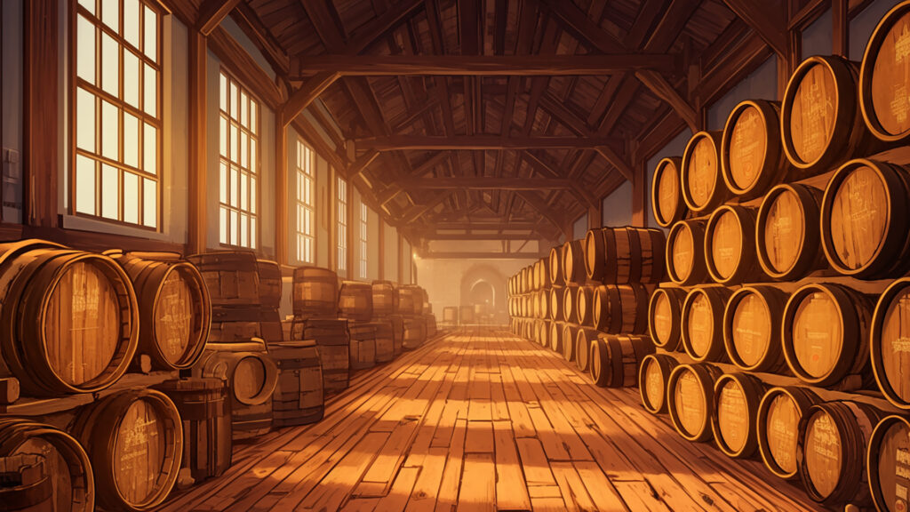 蒸留所の熟成倉庫