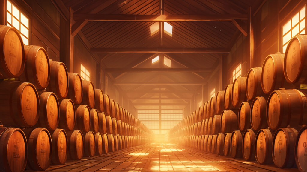 蒸留所の熟成倉庫