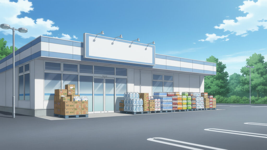 ドラッグストアの外観｜差分ありの背景イラストのフリー素材