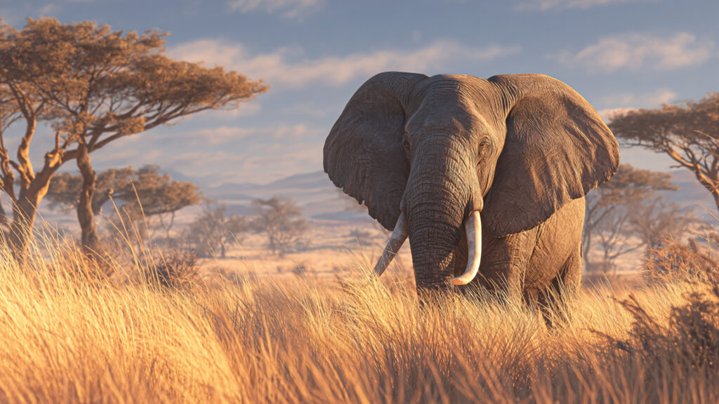 サバンナのゾウ｜写実風