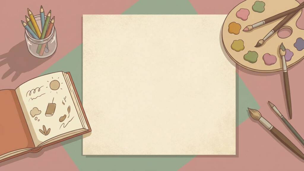 VTuberお絵描き枠・画材デスクのフラット背景