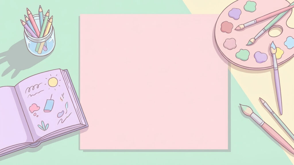 VTuberお絵描き枠・画材デスクのフラット背景