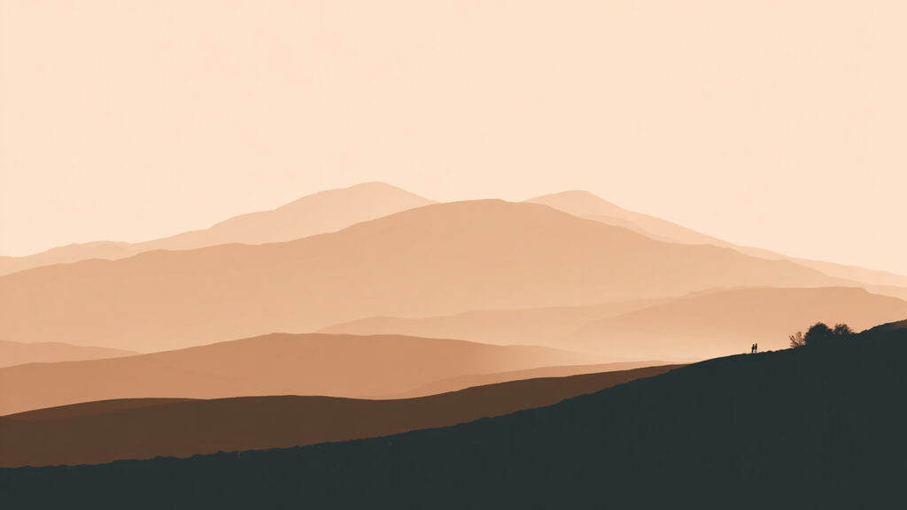 ミニマル風景シルエット｜フラットな丘と抽象的な自然背景