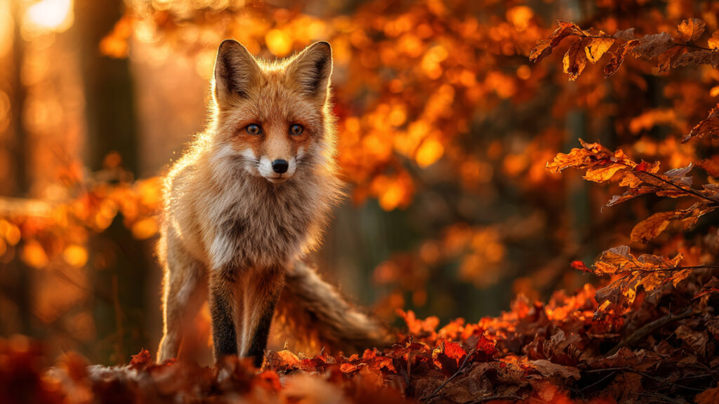 秋の森のキツネ｜写実風