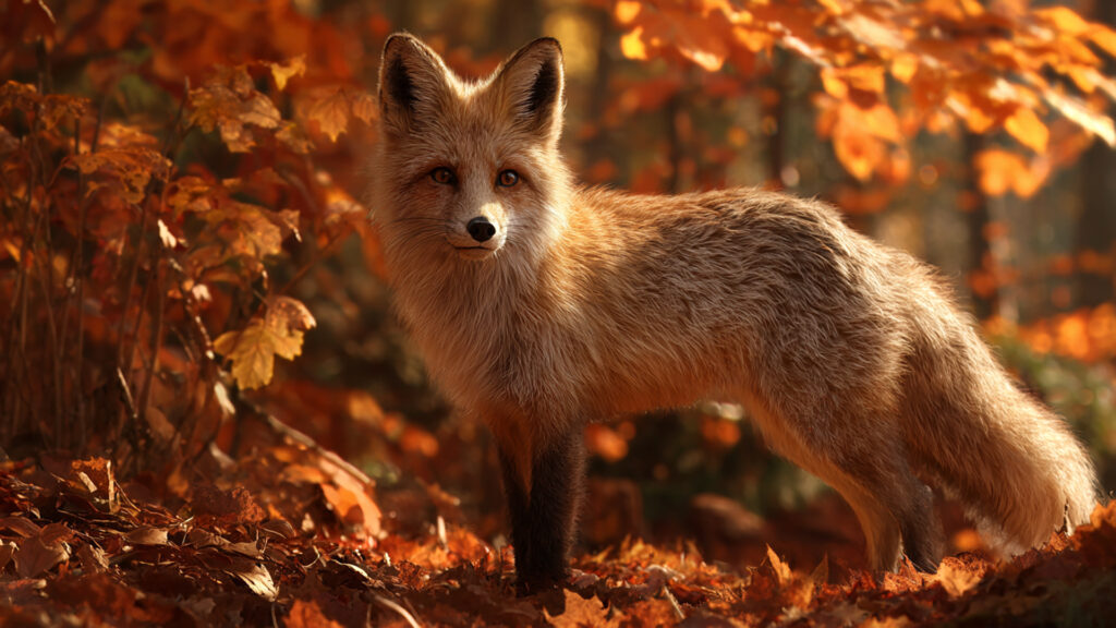 秋の森のキツネ｜写実風