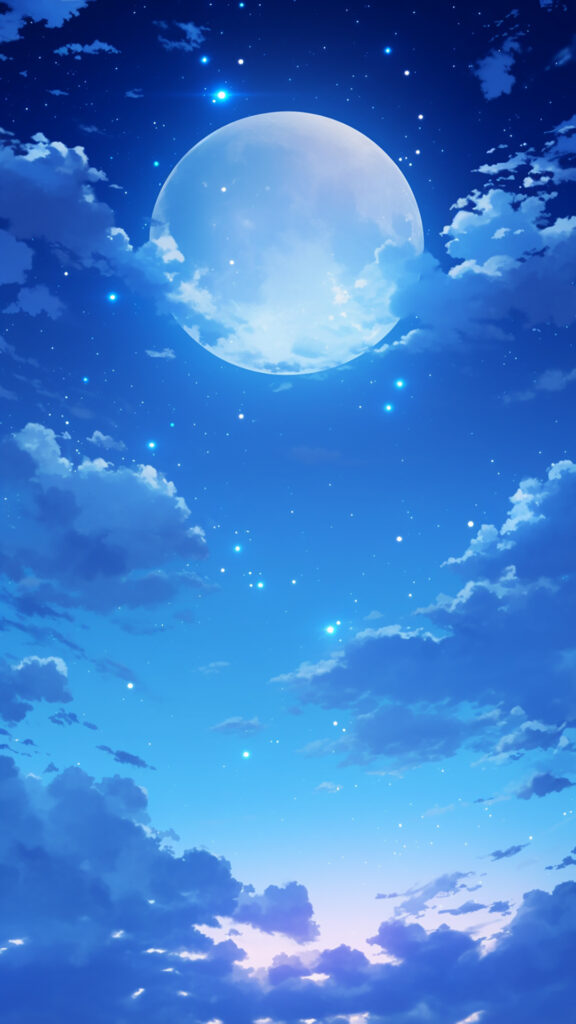 満月の夜空｜縦長背景