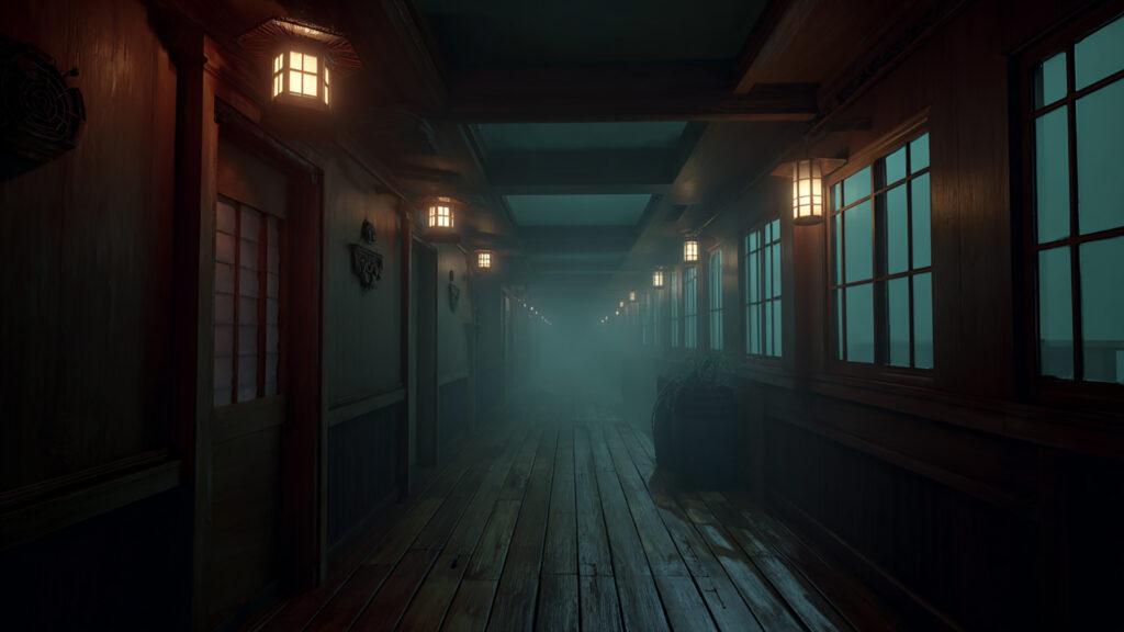 幽霊船の船内廊下