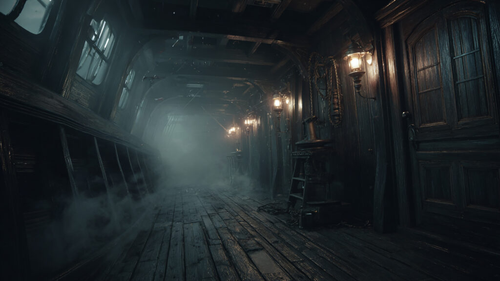 幽霊船の船内廊下