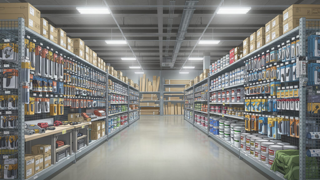 ホームセンターの内観の背景イラストのフリー素材