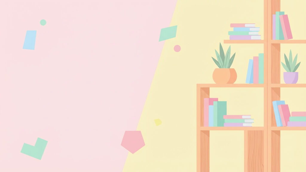 VTuber読書配信用・左側余白の広い図書館フラット背景