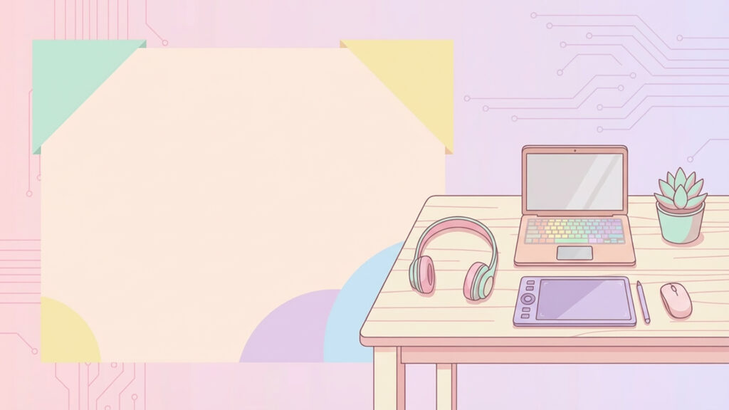 VTuberガジェット紹介向け・左余白のミニマルデスク背景