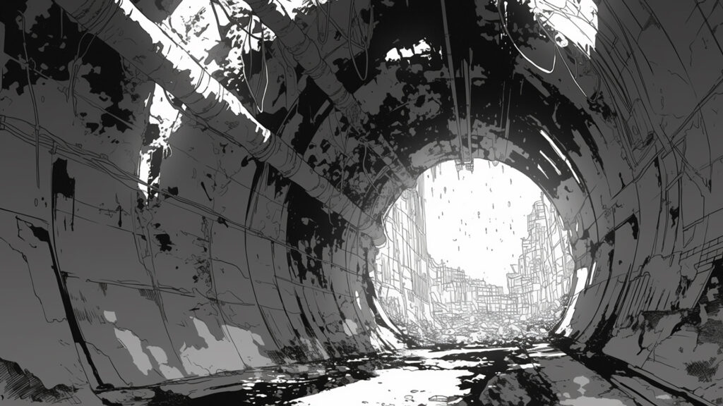 モノクロ｜トンネル・廃道